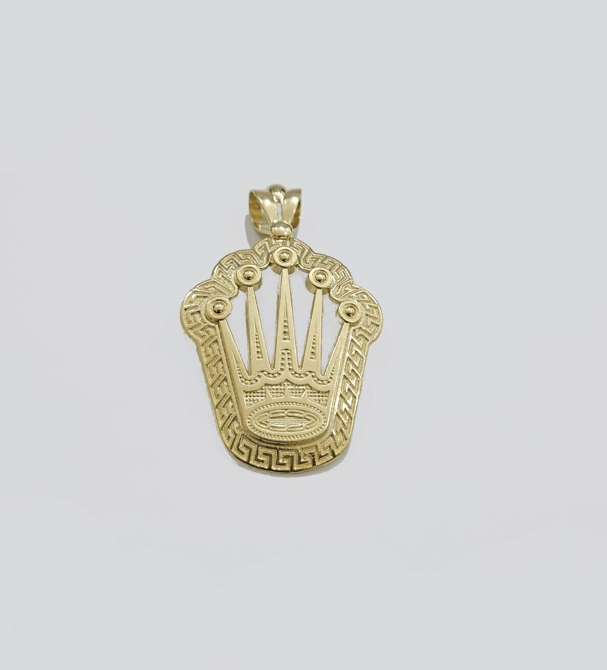 Real 10k Gold Crown Charm Pendant 10kt Yellow Gold 2 Inches For Chain & Necklace - GoldenlinQ